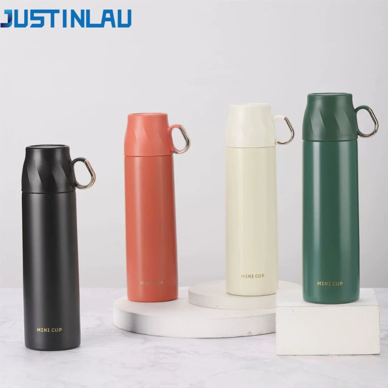 JUSTINLAU 500ML Thermos Cup 304 Stainless Steel Vacuum Thermal Water Bottle Portable Household Office Travel Business Tea Cups