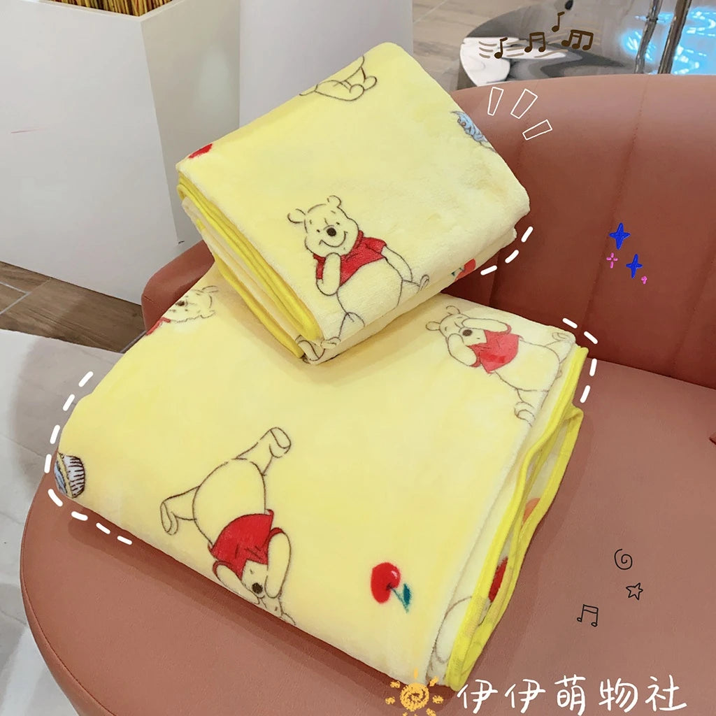 Lovely Pooh Bear Blanket Comfortable Cartoon Cartoon Pattern Printing Flannel Blanket Office Nap Blanket Bedroom Bedspread Girl