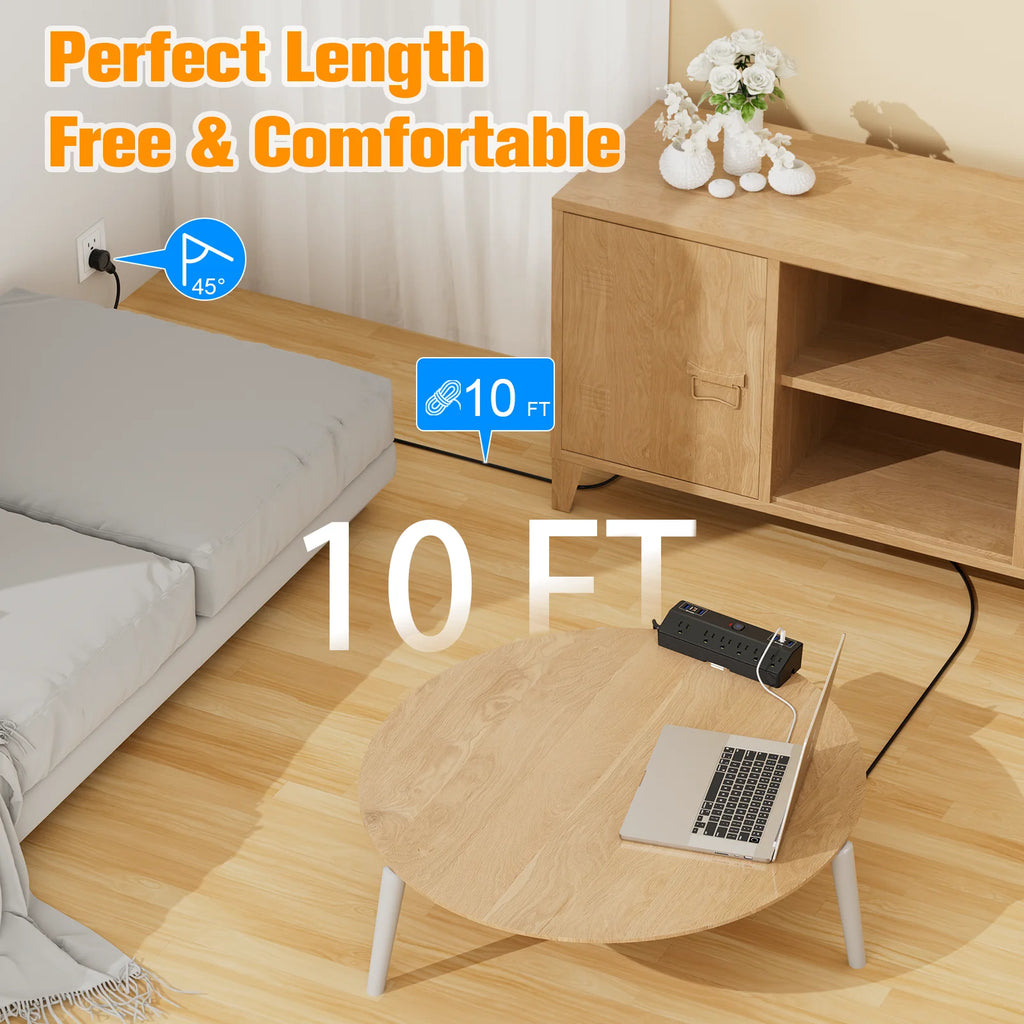 The U.S. clamp model with PD20W fast charging power strip and 3m extension cable is suitable for office, home, school and other