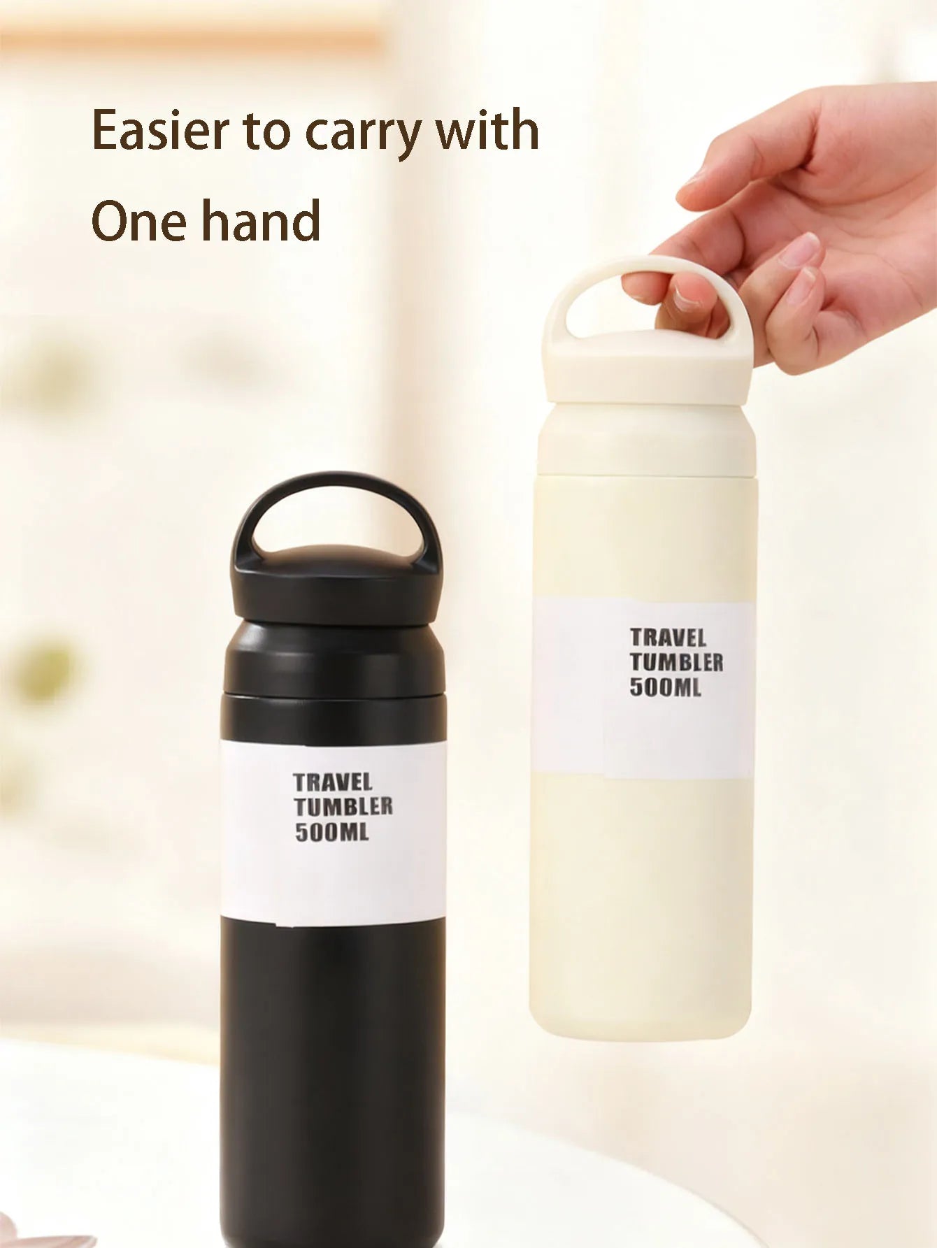 304 Portable Lid Insulated Mug, Simple and Stylish High-Appearance Student Large-Capacity Water Bottle