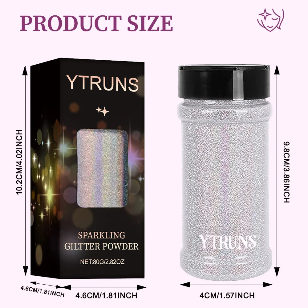 80g Holographic Ultra-Fine Glitter Powder – Shimmering Sparkle for Resin Art, Nail Design, Body Makeup, Hair Styling, Tumblers &