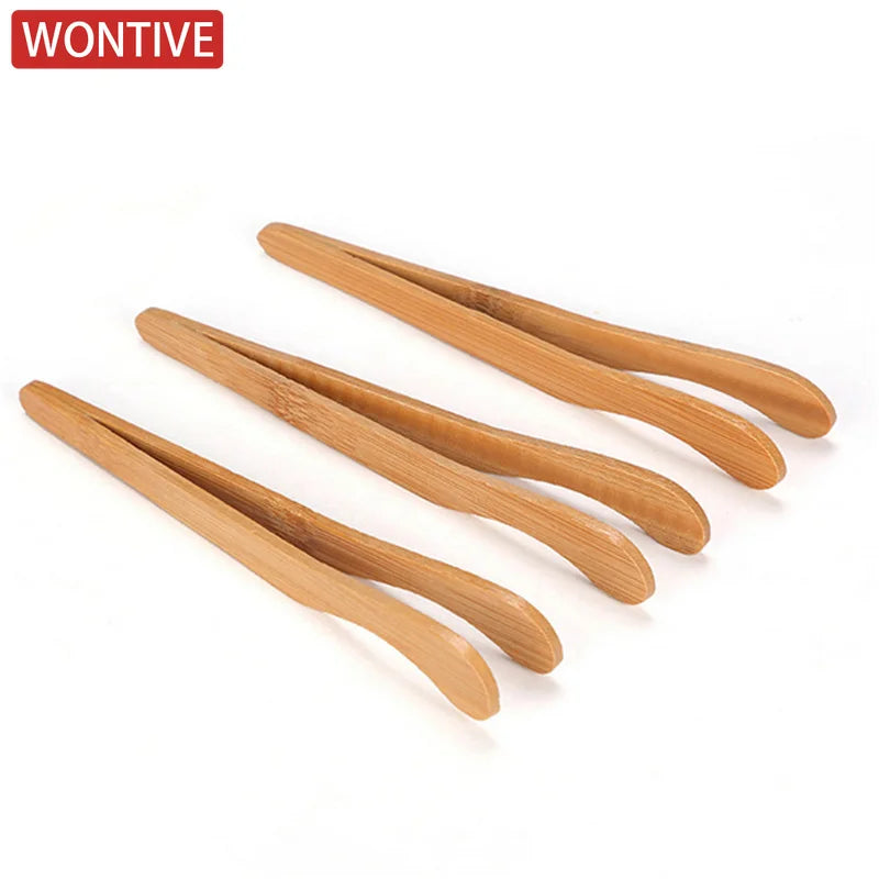 Reusable Bamboo Toast Tongs Kitchen Utensil Tea Tong For Fruits Toast Tea Bread Pickle Cooking Ultra Grip Wooden Toaster Tongs