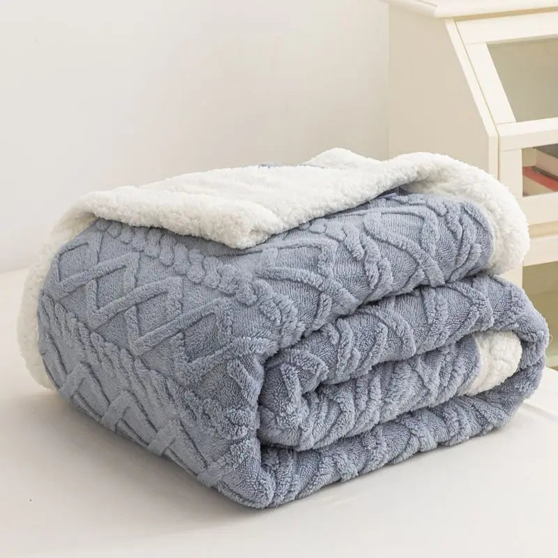 RAKKSAB Version Silk Fleece Lamb Fleece Bedroom Living Room Study Thickened Silk Fleece LambFleece Doublesided Blanket Available