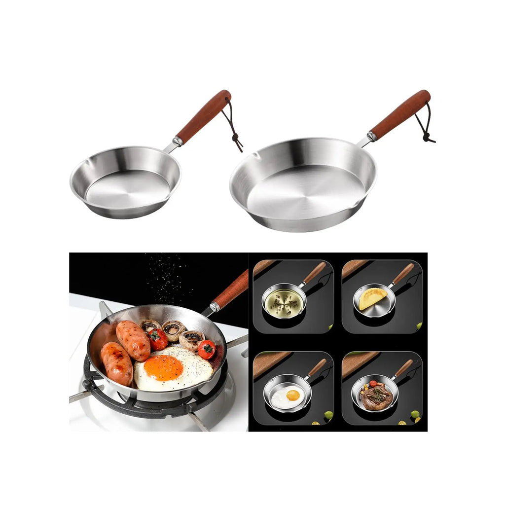 Stainless Steel Frying Pan Kitchen Cookware Ergonomic Handle Cooking Pan Egg Frying Pan Nonstick for All Stovetops Travel Rvs