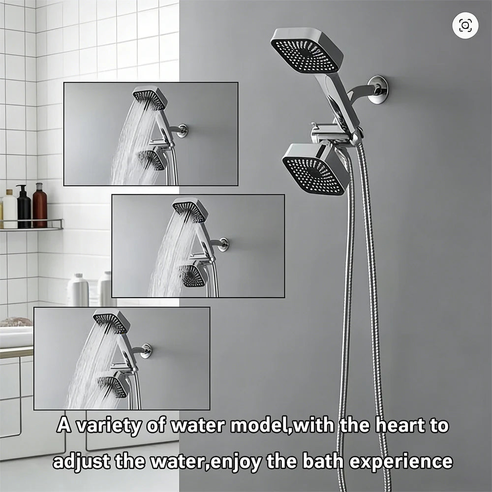 A High-Flow Large Nozzle and Handheld Shower Head,Two-In-One Shower Set, Shower Long Hose, Three-Way Water Distributor Bathroom