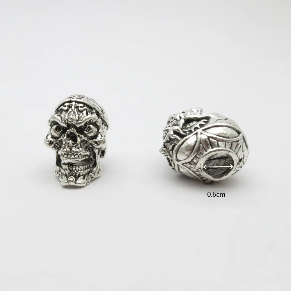 2pcs/set Skull Helmet Big Hole Beads Hair Braid Dreadlock Beard Beads Pendant DIY Necklace For Women Jewelry Accessories