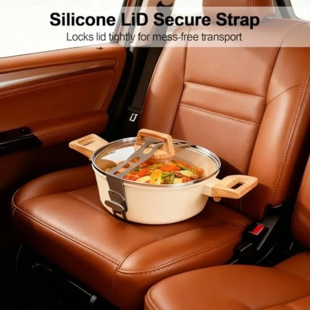 3/4pcs Silicone Slow Cooker Latch Strap Secure Hold Elastic Bundling Strap Multi-Use Adjustable Self-Lock Pot Lid Tie