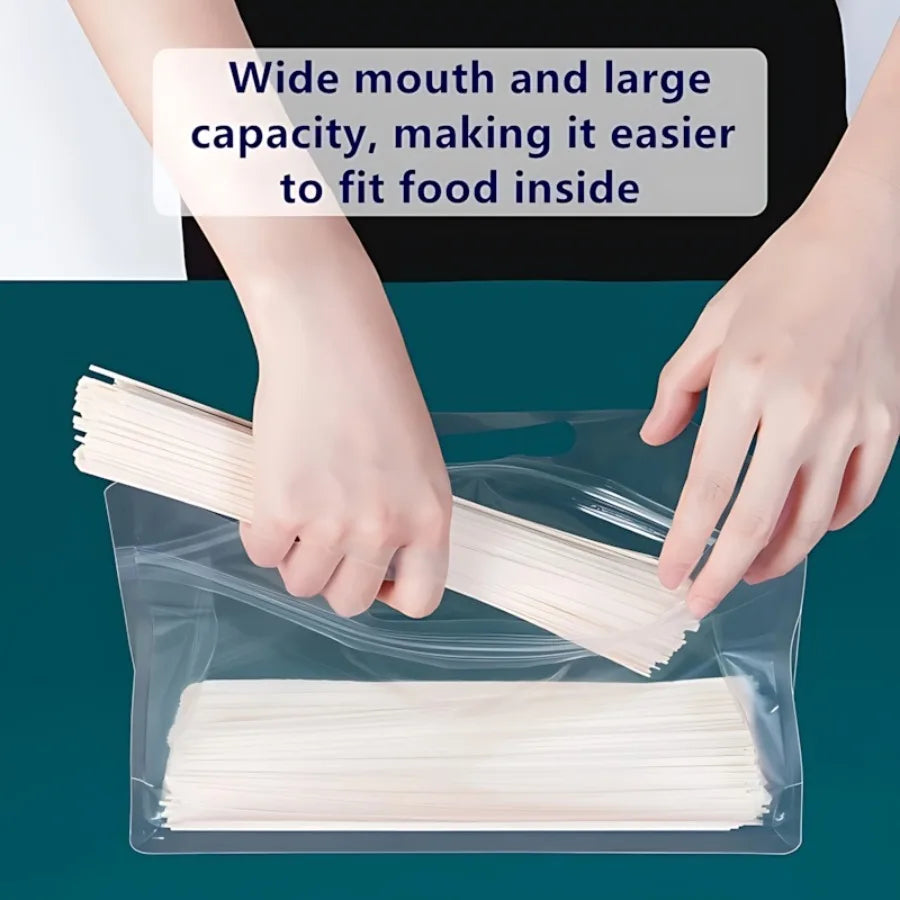 10 Pcs Thickened Stand-Up Ziplock Bags with Handle, Waterproof Moisture-Proof Reusable Storage Bags for Food, Tea & Bakery
