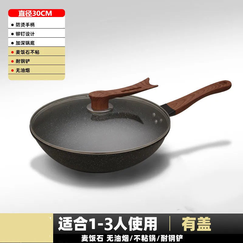 Granite Non-Stick Frying Pan Oil-Resistant Kitchen Cookware Scratchproof Base for Gas/Induction Stove Use Home Cookingware