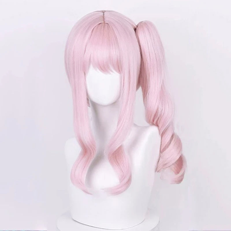 High Quality Anime Akiyama Mizuki Cosplay Wig 45cm Long Light Pink Curly Heat Resistant Synthetic Hair Halloween Party Wigs