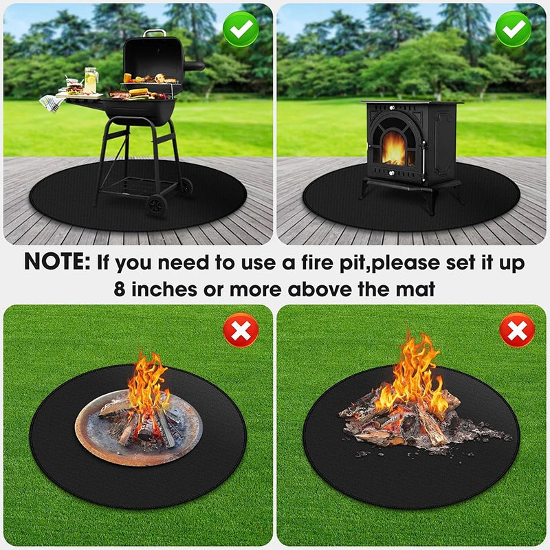LMETJMA Fire Pit Mat Under Grill Mat Round Grill Mat Fireproof Under Grill Mat Oil-Proof Waterproof BBQ Pad for Deck JT334