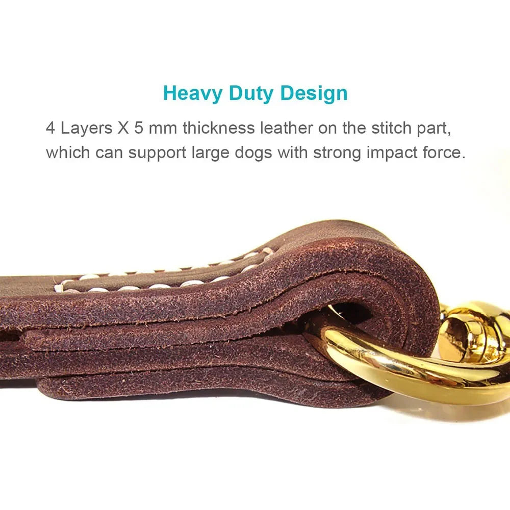 Quality Genuine Leather Dog Leash Strong Leather Dog Traffic Leads 30cm 55cm Short Dog Training Leash for Medium and Large Dogs