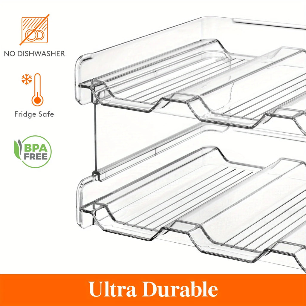 1pcDouble layer stackable cup holder for cabinets, kitchen storage and refrigerator, plastic refrigerator wine rack