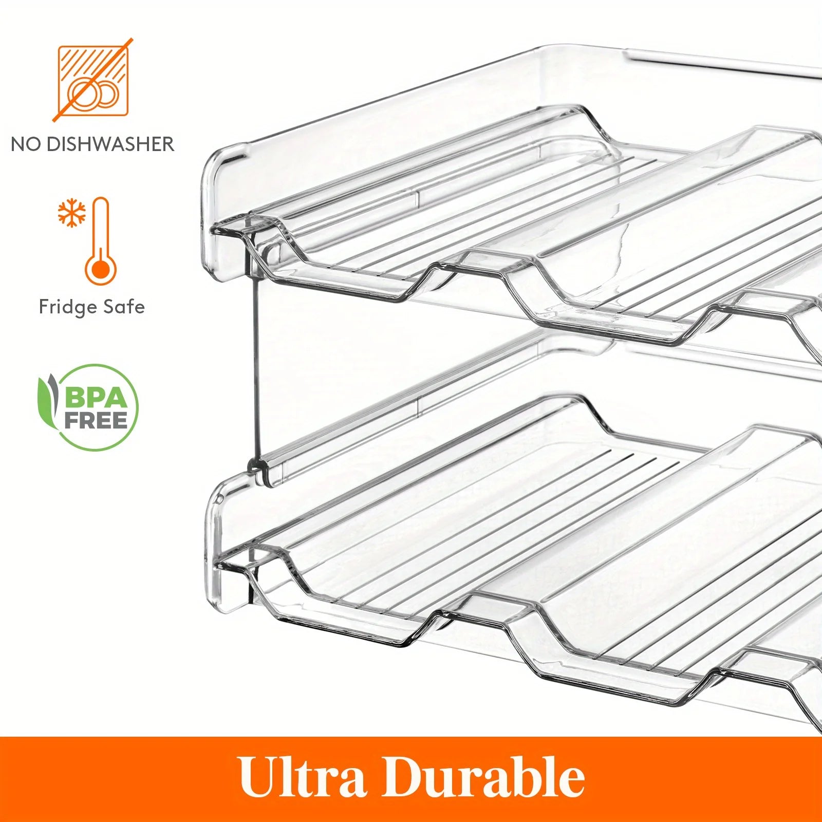 1pcDouble layer stackable cup holder for cabinets, kitchen storage and refrigerator, plastic refrigerator wine rack