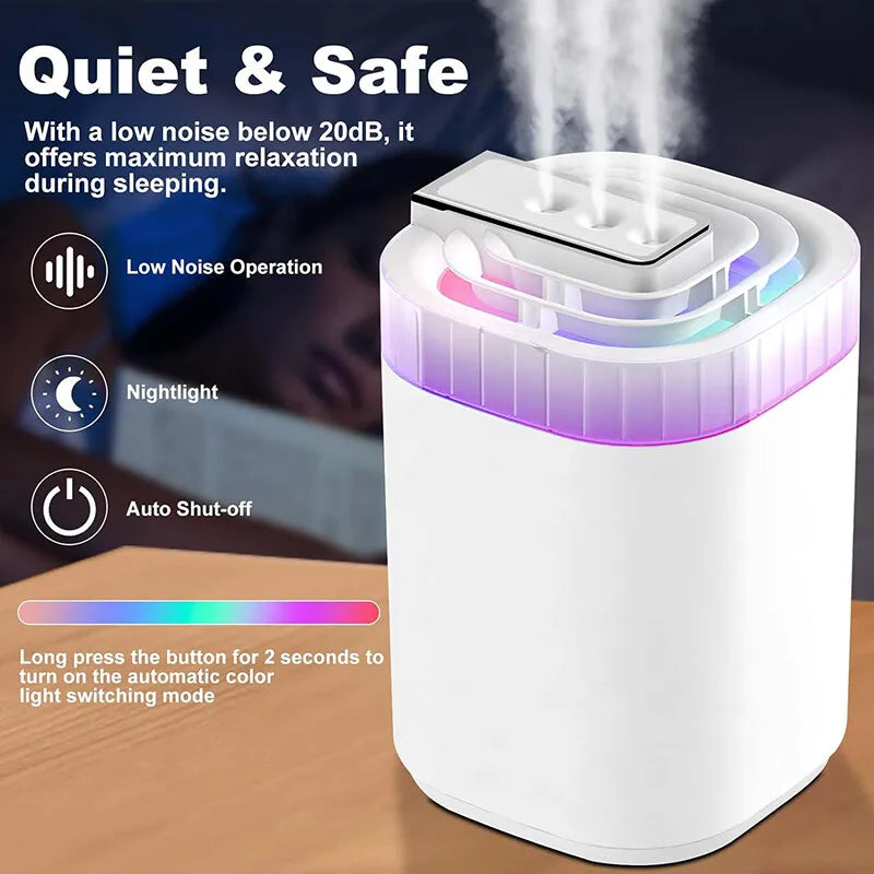 3L Ultrasonic Cool Mist Humidifier Quiet Air Humidifier for Bedroom Large Room Office Home Daily Use