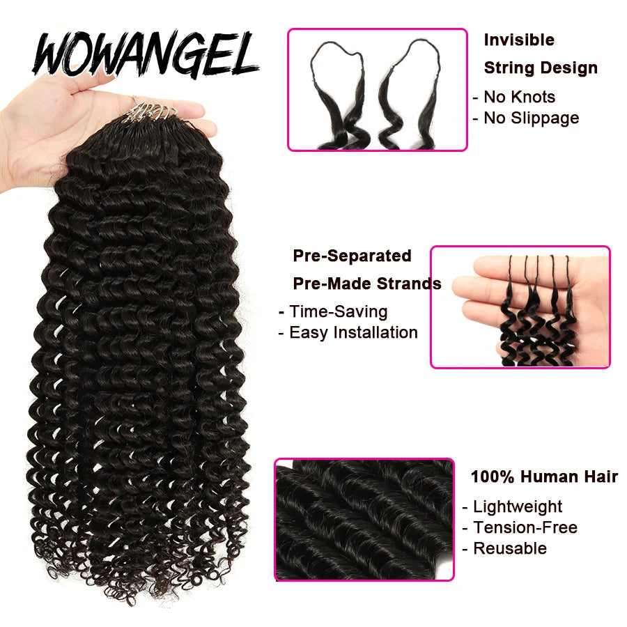Deep Wave Feather Crochet Human Hair Tight Curly Pre-Separated Knotless Crochet Human Hair Extensions With Loop For Braiding
