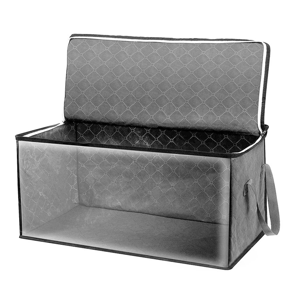 Non-woven Storage Bag Foldable Quilt Clothes Storage Bag Large Capacity Clear Window Wardrobe Clothing Organizer Sorting Box Bin