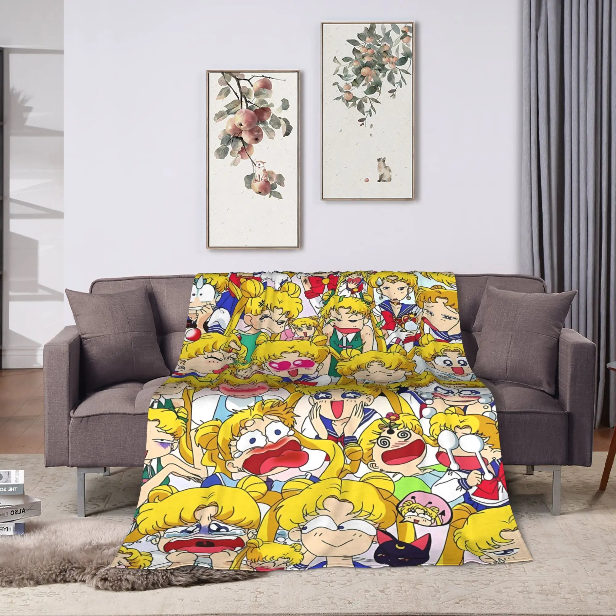 Warm Blanket Airplane Travel Kawaii Anime S-Sailors Moons Throw Blanket  Flannel Bedspread For Home Decor Novelty Sofa Bed Cover