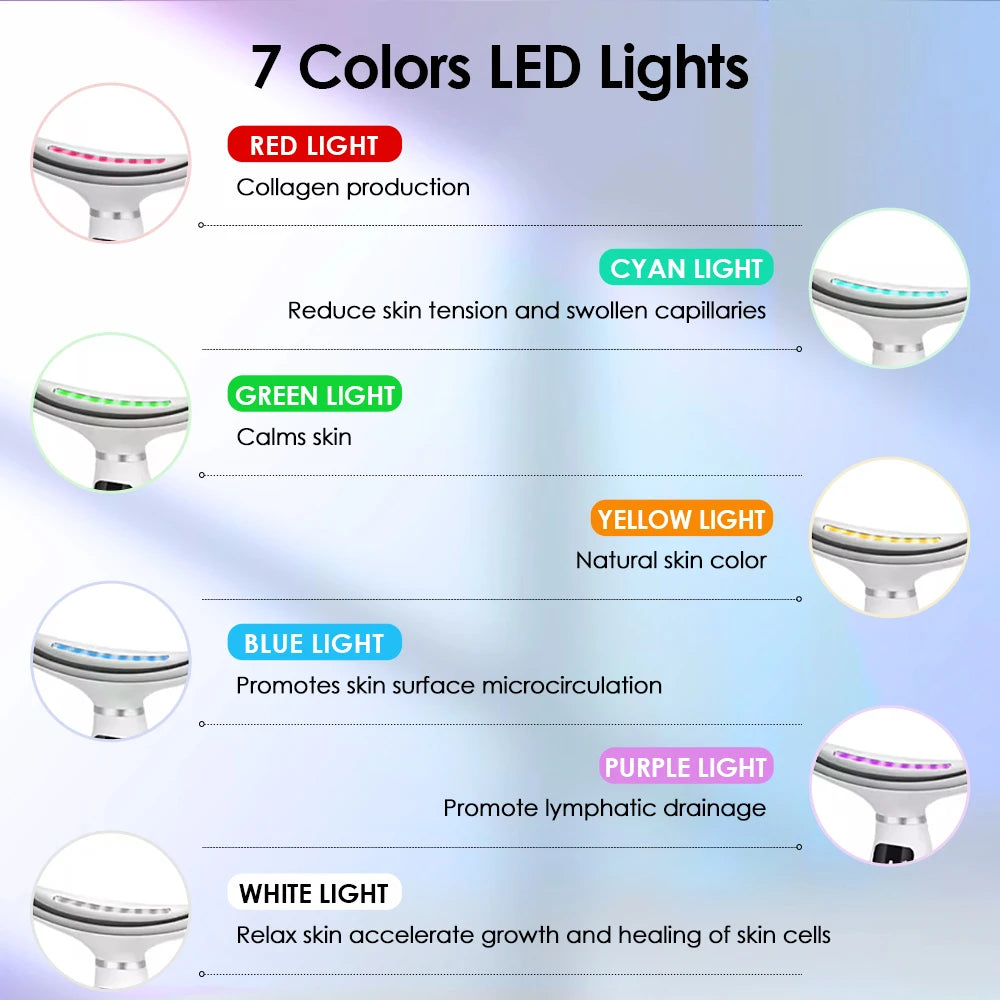 Neck Face Lifting Massager 7 Colors Light LED Photon Therapy Skin Tighten Wrinkle Remove Heating Vibration Massage Beauty Device
