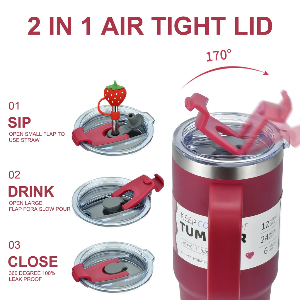 [homeeee] 40oz Adventure Tumbler with Handle & Straw - 1.2L