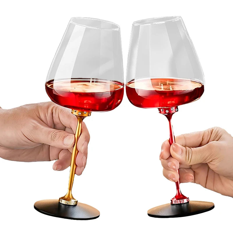 Creative Rotating Glass Wine Glasses Durable Whiskey Brandy Cocktails Juice Stress Relief Crystal Goblet for Party Home Bar