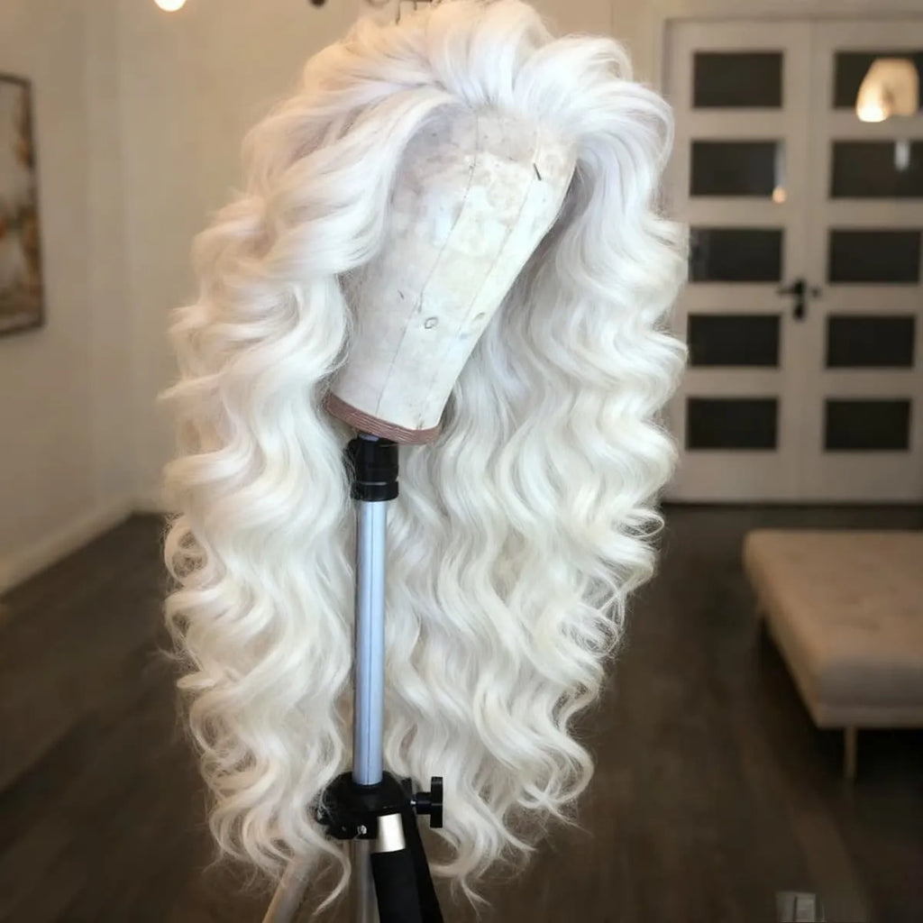 Platinum Blonde Body Wave Lace Frontal Wig for Women 200 Density Lace Front Wig 13x4 HD Transparent Lace Frontal Wig Human Hair