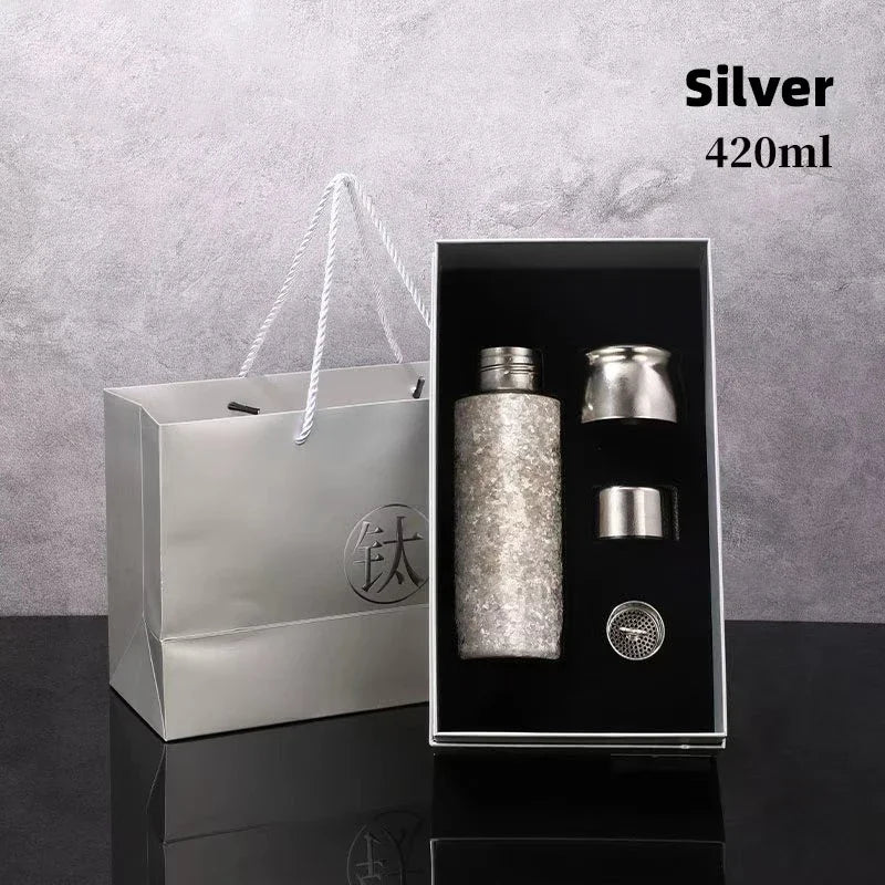 Titanium Thermos 420ML 14OZ Tea Infuser Insulated Mug Tumbler Thermal Cup Water Bottle for Vacuum Flasks termo titanio titane