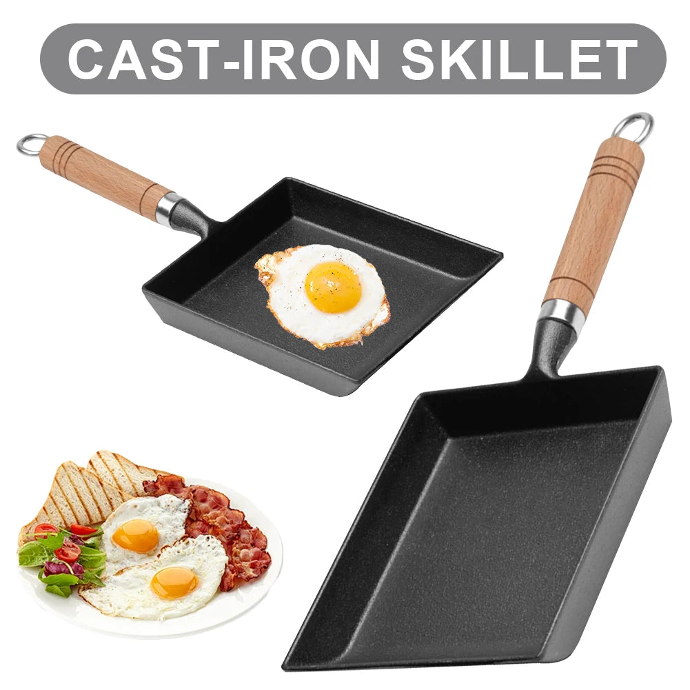 Cast Iron Egg Frying Pan Non-stick Japanese Omelette Pan Thickened Cooking Pots Saucepan Rectangle Mini Tamagoyaki Fried Pot