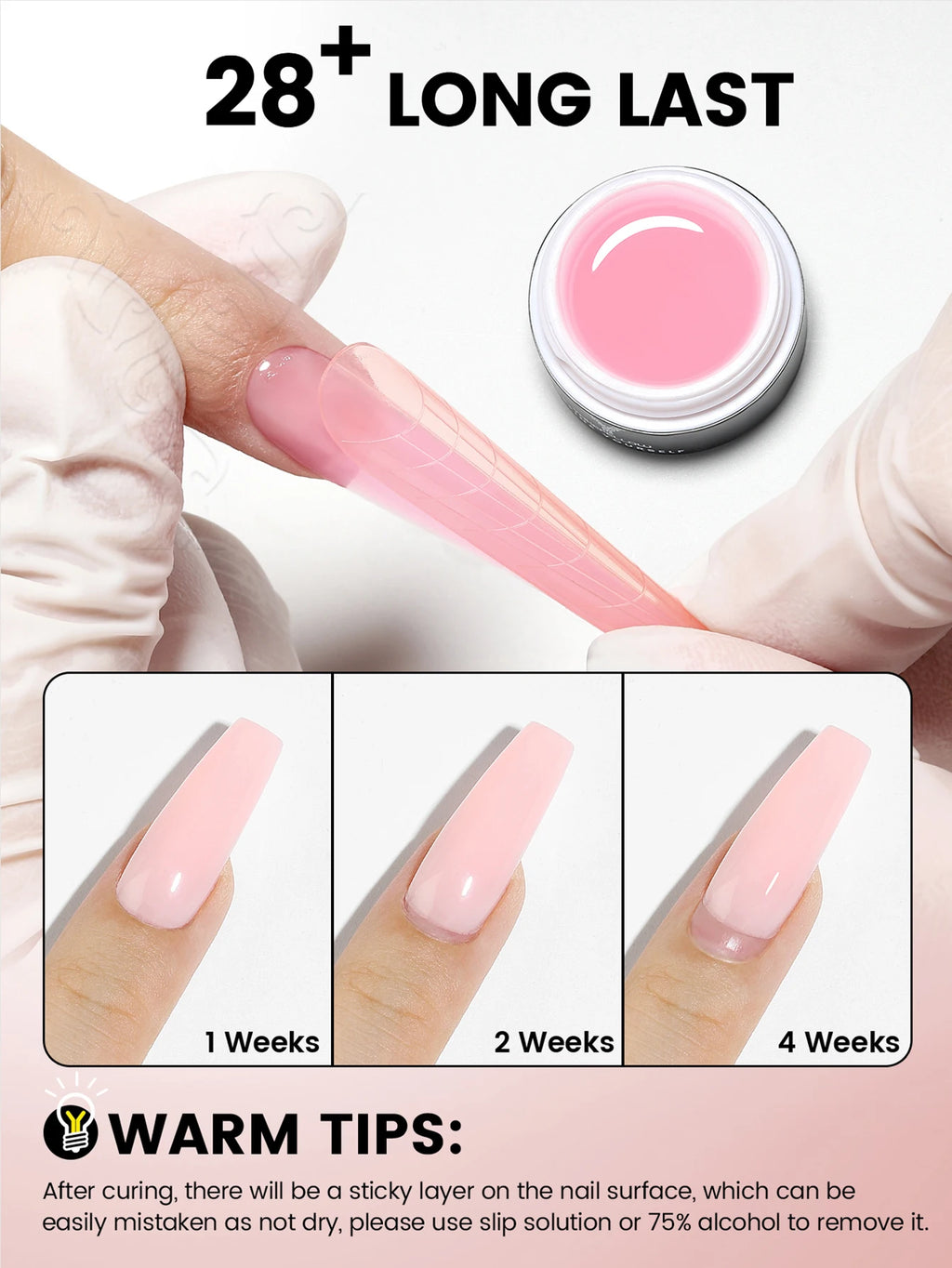 YOKEFELLOW 50g Builder Gel Nail Polish Large Capacity Nude Pink Hard Gel for Nail Extension Strong Self-Levelling Long Lasting