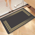 Luxurious thick anti-slip diatom mud floor mat - soft, water-absorbent, quick-drying, with elegant grey and gold striped design.