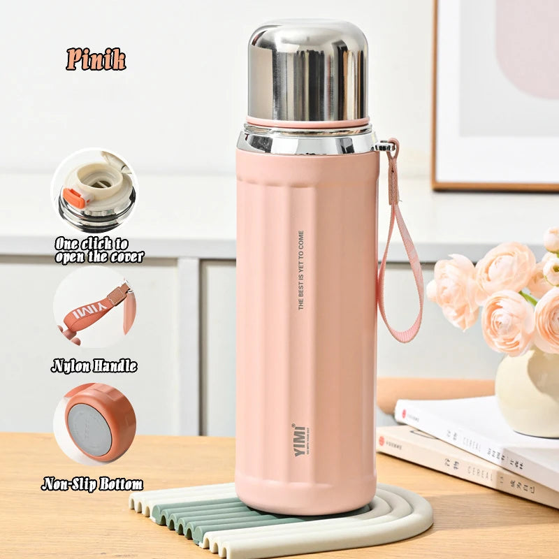 530/630ml Large Capacity Food Grade Material 304 Stainless Steel Portable Vacuum Thermal Insulation Tumbler Thermos Seal Cup