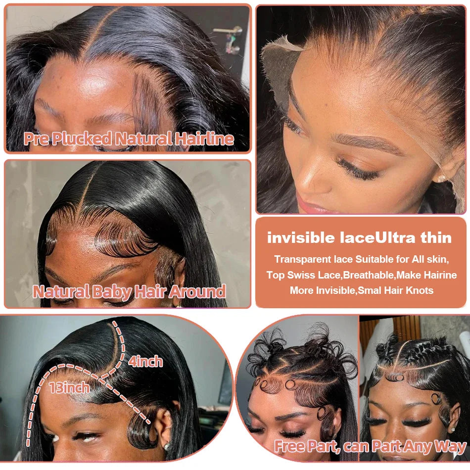 Wear Go Glueless Wig Human Hair 220 Density 13x6 HD Lace Frontal Wig Pre Plucked Pre Cut Beginner Friendly Bone Straight Wigs