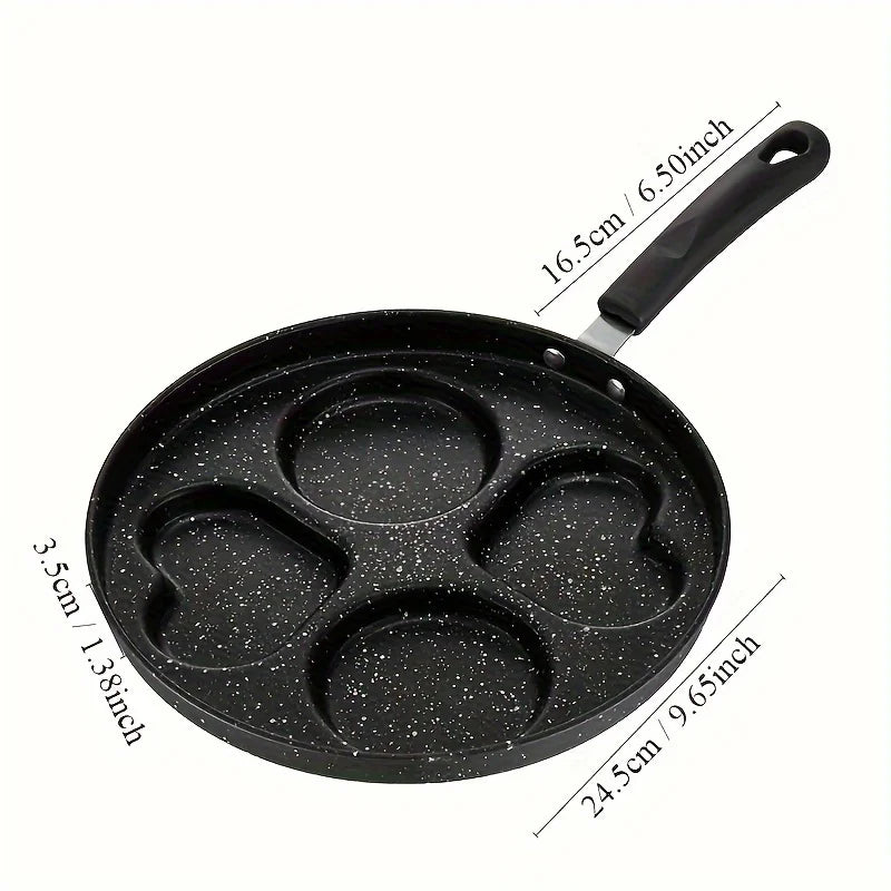 1pc Stainless Steel Non-Stick Skillet, Multi-Section Breakfast Pan with Burger & Egg Mold, Handle, Compatible with Gas Stove