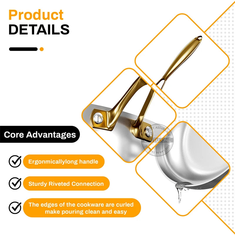 316 Stainless Steel Frying Pan Steak Pot Uncoated Kitchen Wok Non-stick Skillet Fried Steak For Gas Stove Induction Cooker