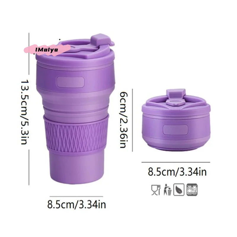 1Pc 350ml Collapsible Silicone Coffee Mug Travel Cup Folding BPA-Free Food Grade Insulated Flask Water Cup