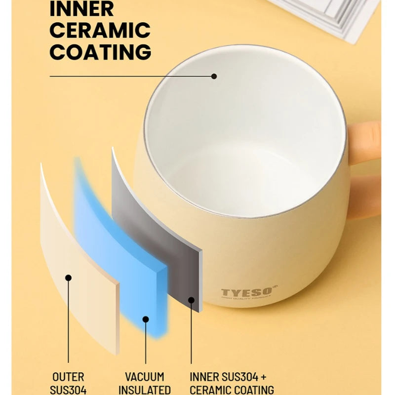355ml Super Strong Vacuum Insulated Stainless Steel Table Mug Ceramic Coating BPA Free Keep Cold Hot Beverages All Day Leakproof