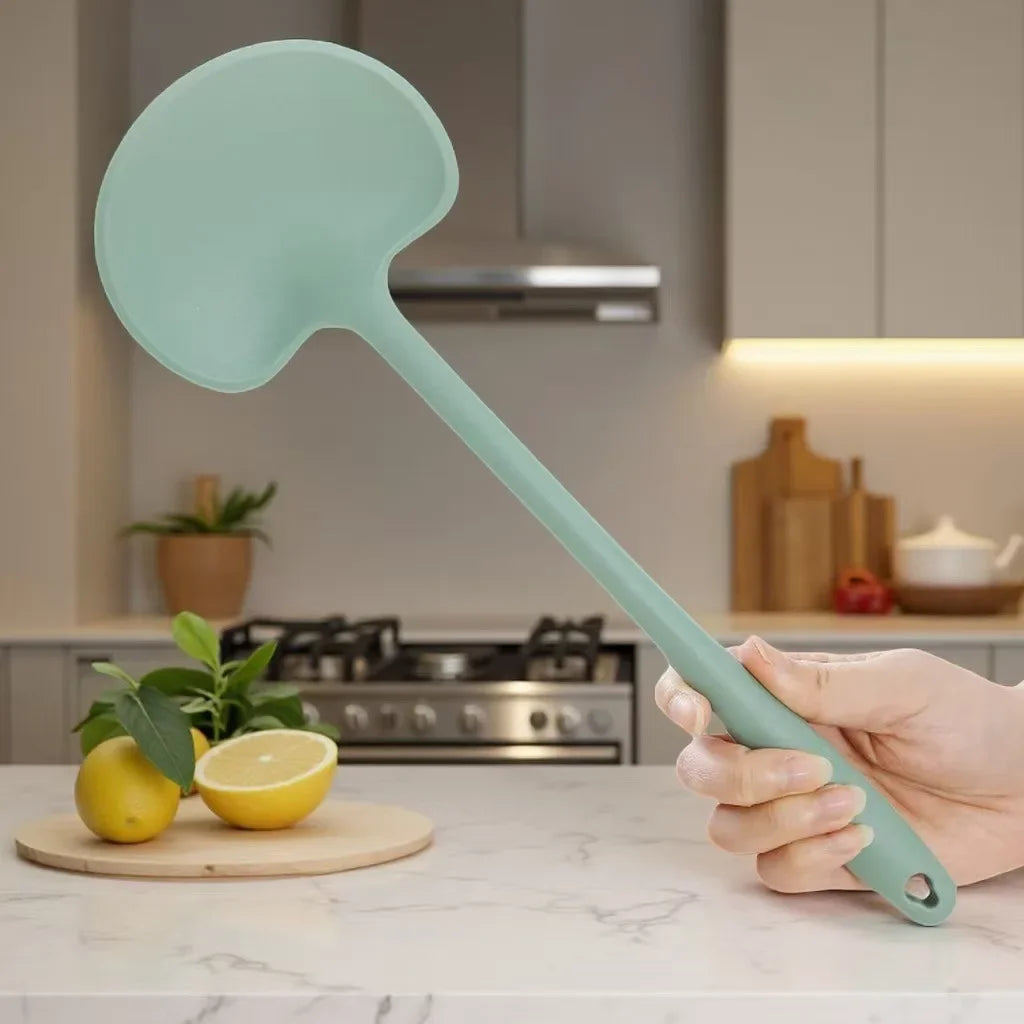 1pc silicone mushroom-shaped long-handled spatula, non-stick pan spatula, high-temperature resistant stir-frying spatula