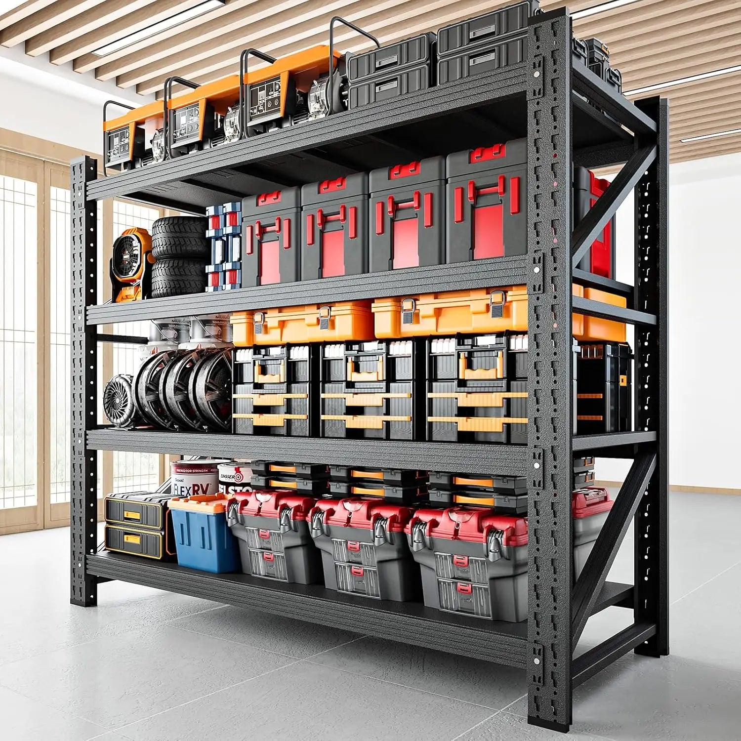 3000LBS Storage Shelves, 48" W Garage Shelving Heavy Duty Metal Adjustable Garage Shelves, Shelving Units, Customized