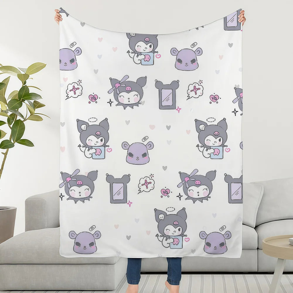 Cute K-KuromiS Cool Cartoon SRO Purple Blanket Throw Super Cosy Plush Living Room Sofa Couch Childish Birthday Gifts