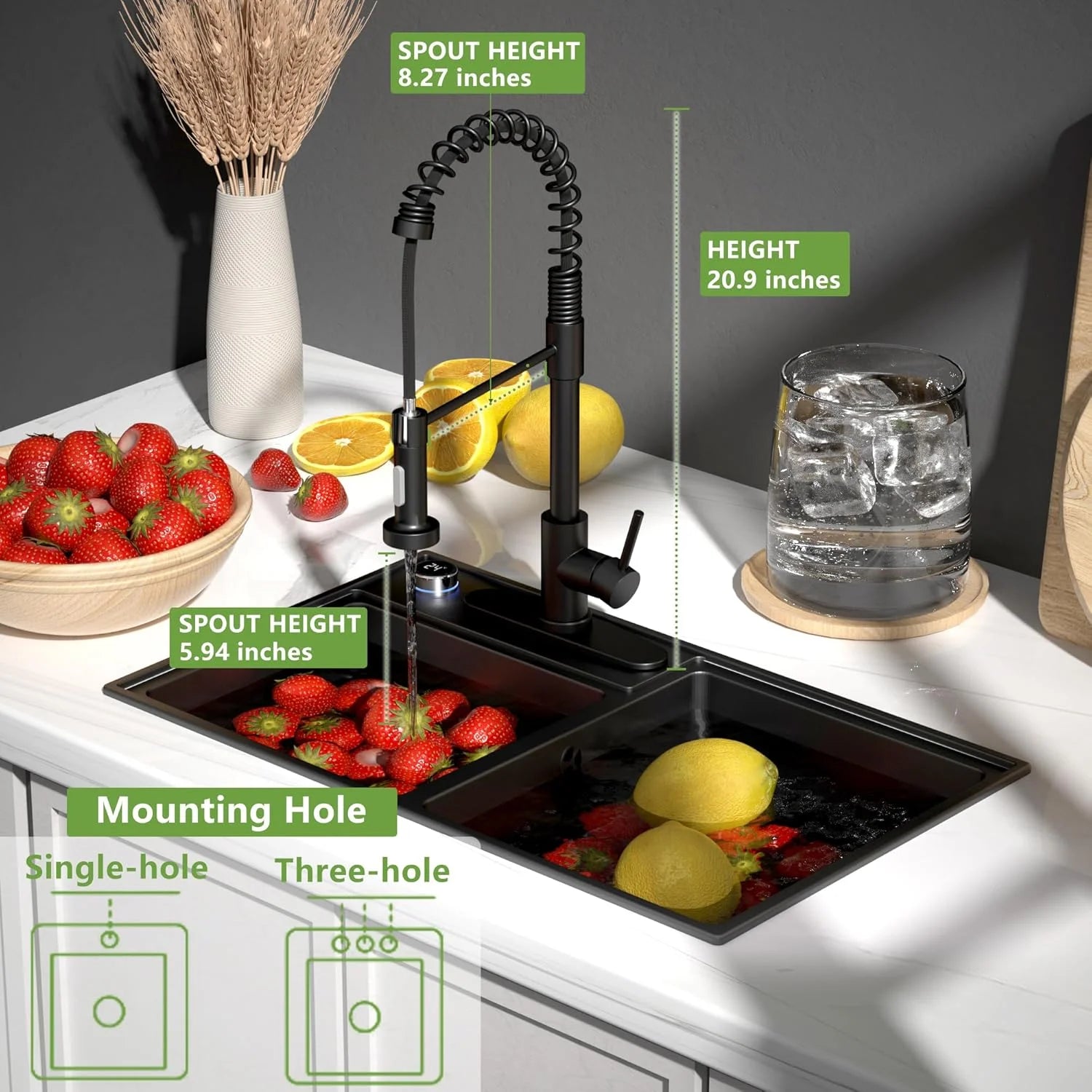 Black Touchless Kitchen Faucet Motion Sensor Smart Kitchen Sink Faucet with Pull Down Sprayer Commercial Modern Single Handle
