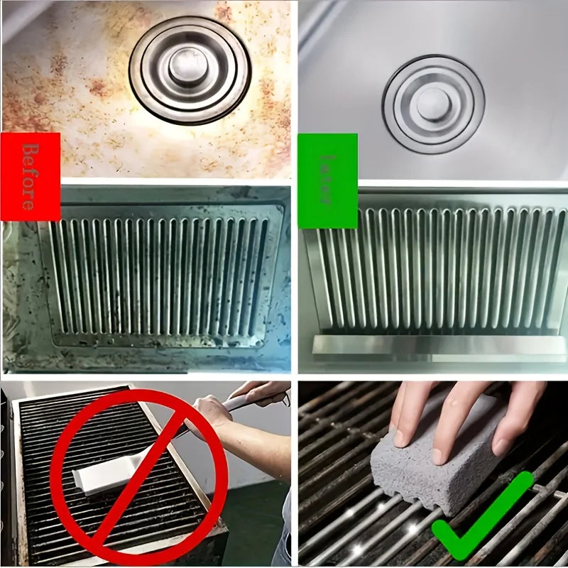 1pc BBQ Grill Cleaning Brick Block BBQ Racks Stains Grease Cleaner Effectively RemoveTool Grey Kitchen Gadgets Barbecue Cleaning