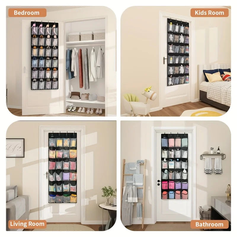 1pc 14/28/40-Grid Transparent Fabric Hanging Organizer Foldable Storage Bag For Shoes Underwear | 24-hour Shipping
