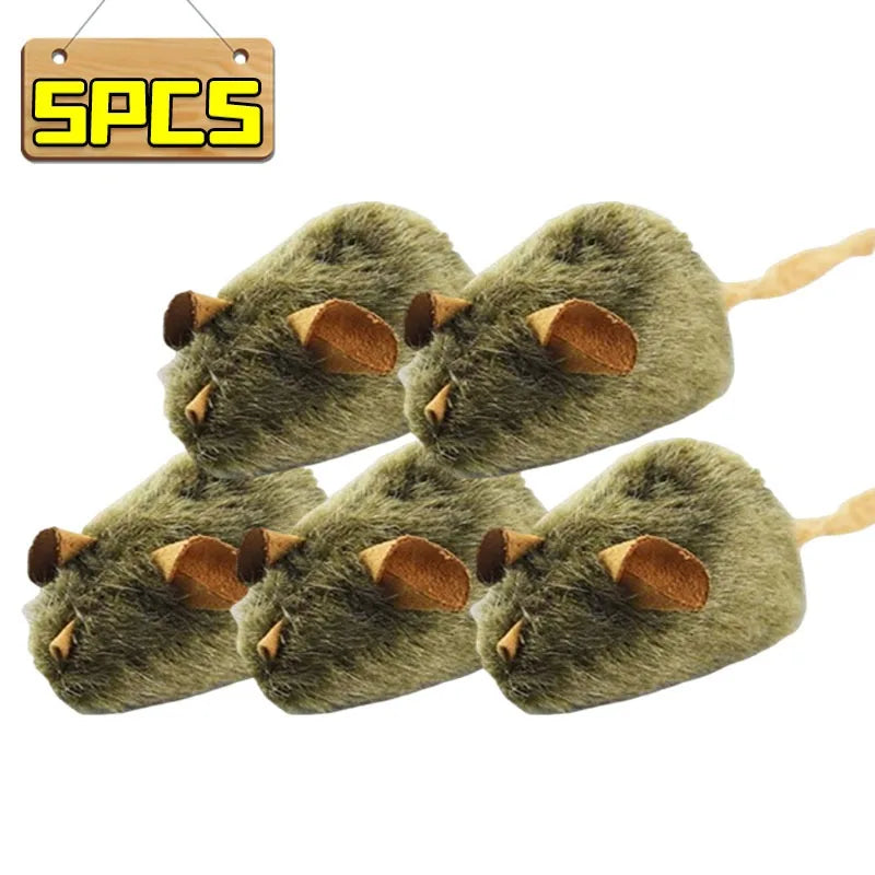 1/5pcs Interactive Mouse Plush Cat Chew Toy Squeaky Imitation Mice Bite-resistant Kitten Toy Interactive Plush Cat Toy Supplies