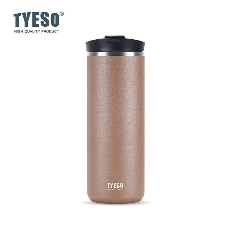 TYESO 600ML Outdoor Handmade Coffee Cup French Press Travel Mug 304 Stainless Steel Thermos Cup Double-Wall Insulated Cup