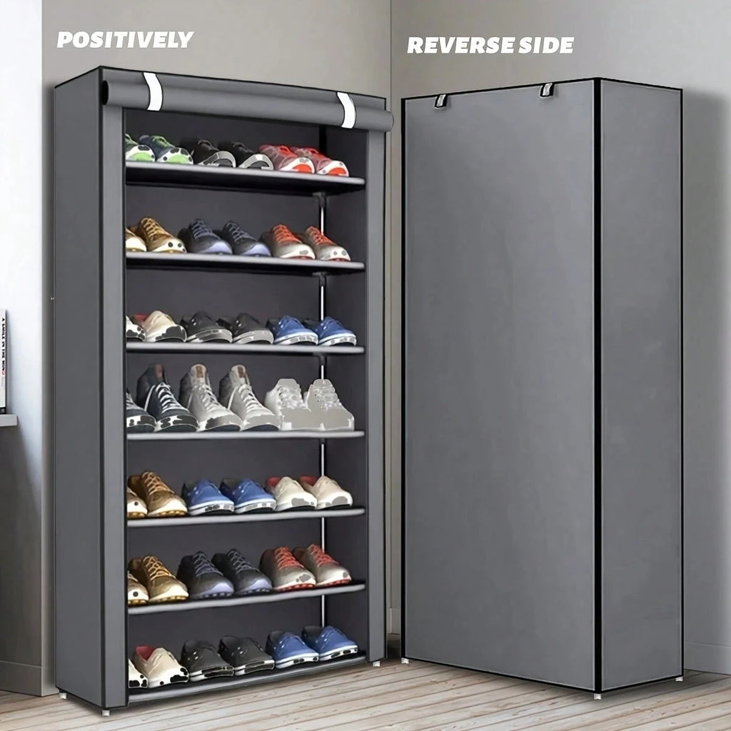 Black Multi-Functional 5/8/10-Tier Shoe Organizer - Durable Plastic Construction, Easy Assembly, Shoe Storage