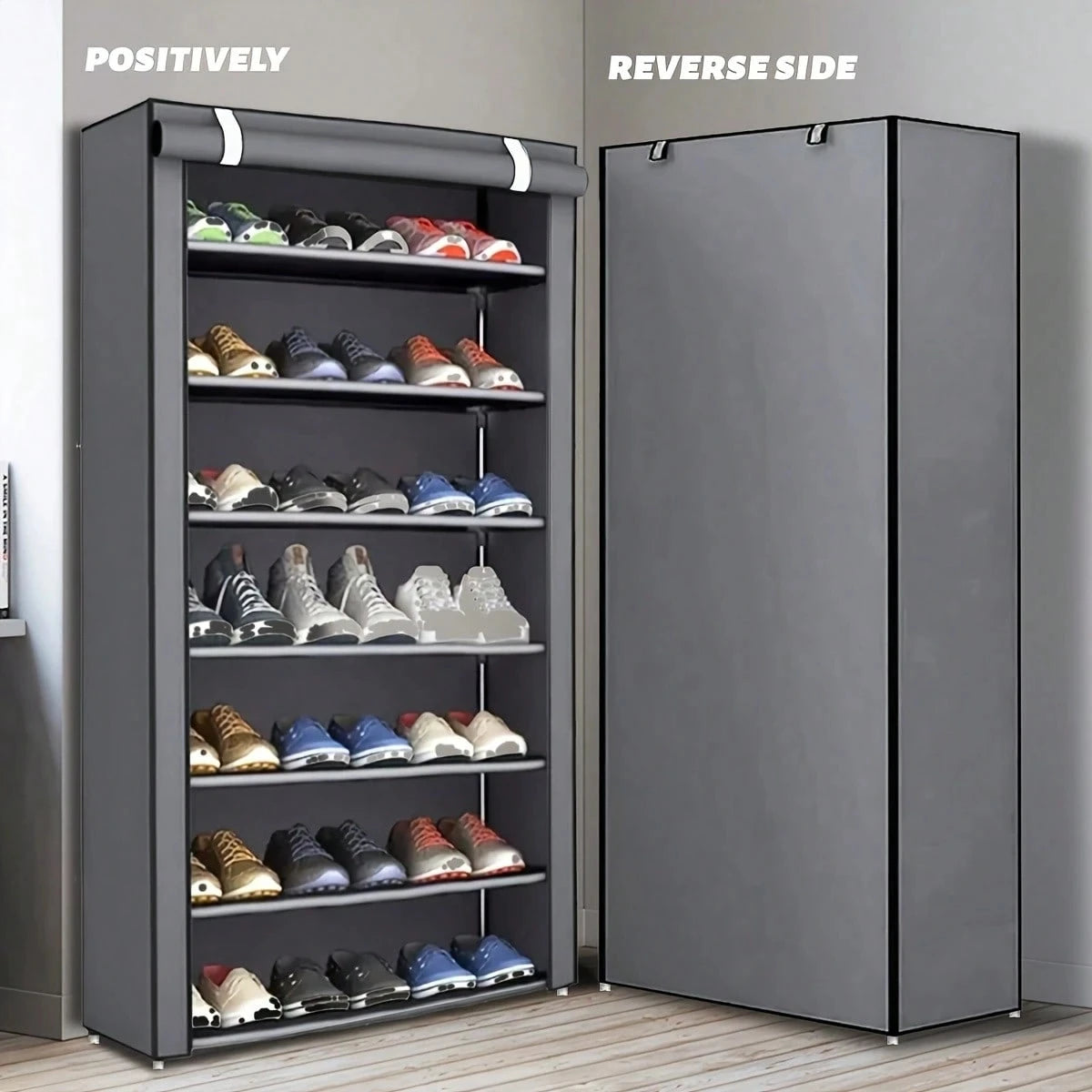 Black Multi-Functional 5/8/10-Tier Shoe Organizer - Durable Plastic Construction, Easy Assembly, Shoe Storage