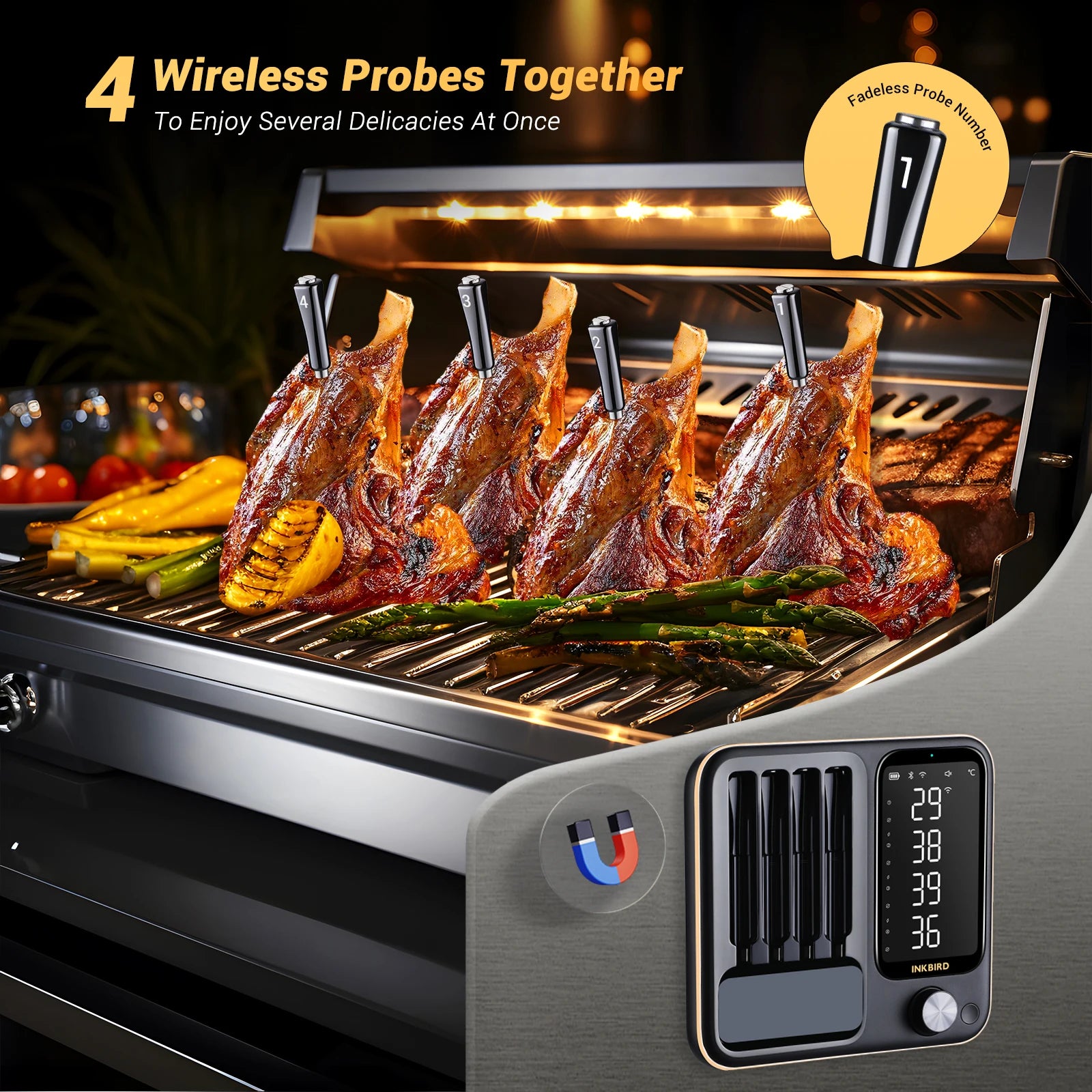 INKBIRD meat thermometer wireless grill thermometer 4 Probes Home Smart Bluetooth with Alarm For BBQ Cook Grilling thermometer