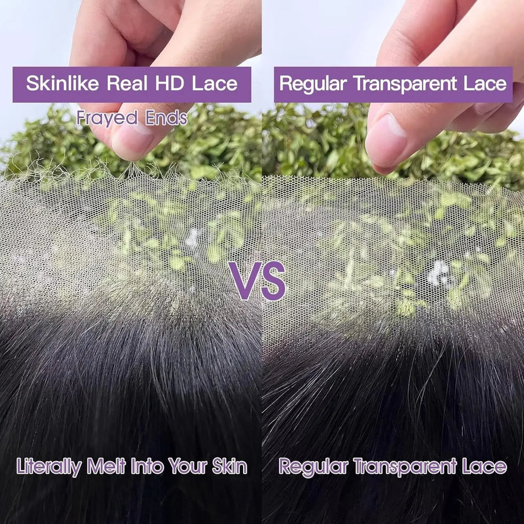 Lemoda Full 13x6 SKINLIKE Real HD Lace Full Frontal Wigs 15A Brazilian Straight Virgin Human Hair Wigs 200% Density Frayed Ends