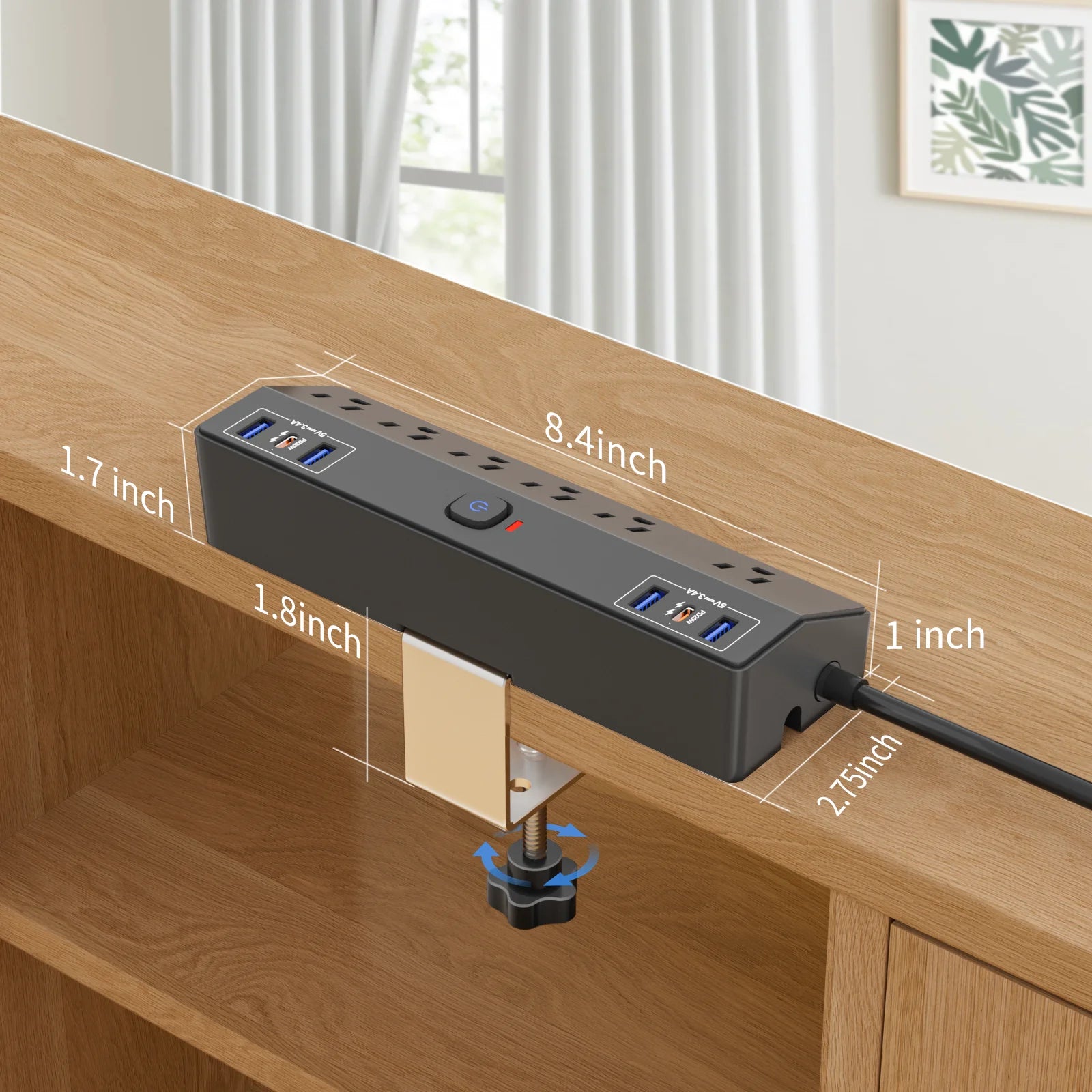 The U.S. clamp model with PD20W fast charging power strip and 3m extension cable is suitable for office, home, school and other