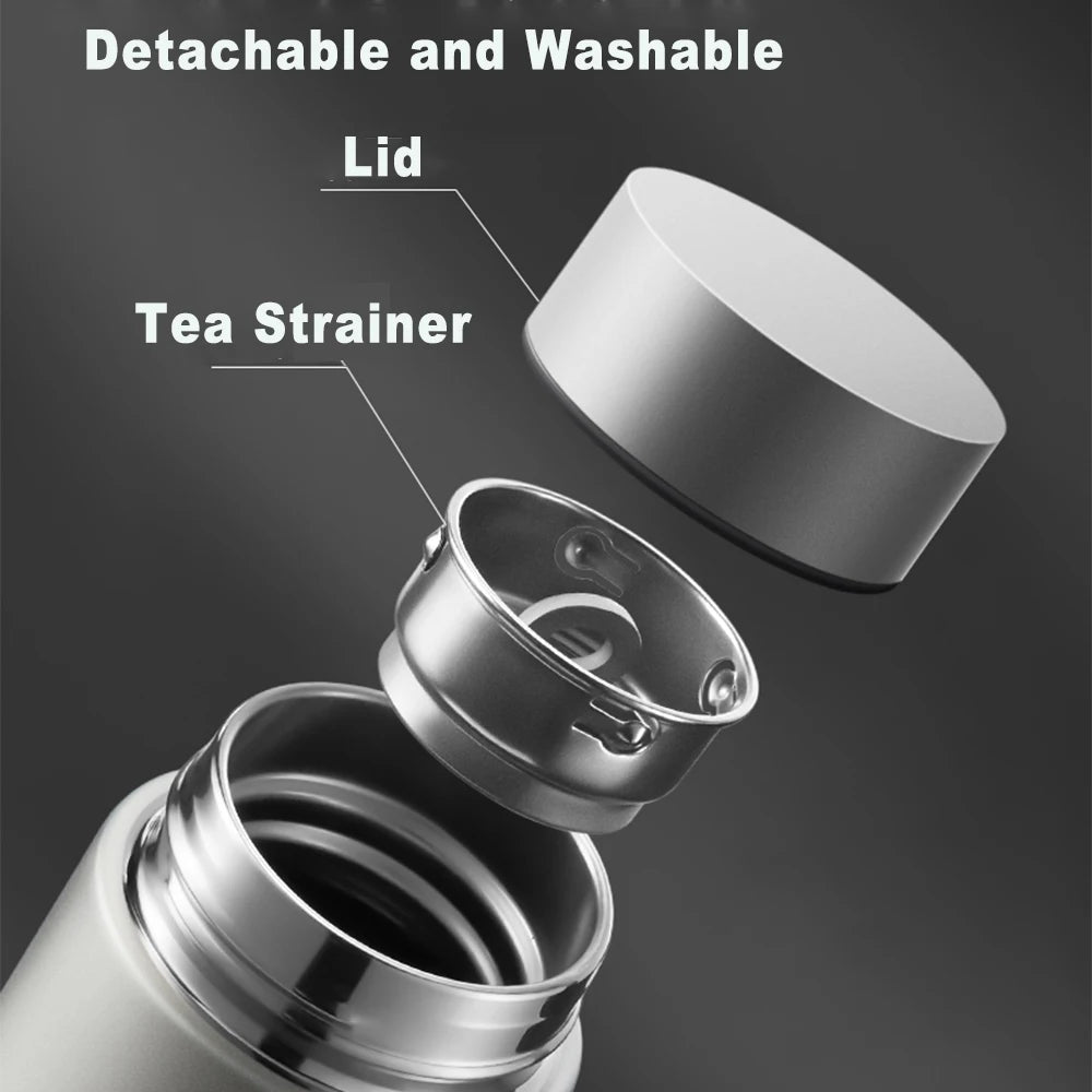 COOKER KING 450ML Pure Titanium Vacuum Tumbler with Tea Strainer, Hot Cold Cup for Office Travel, Men Women Gift